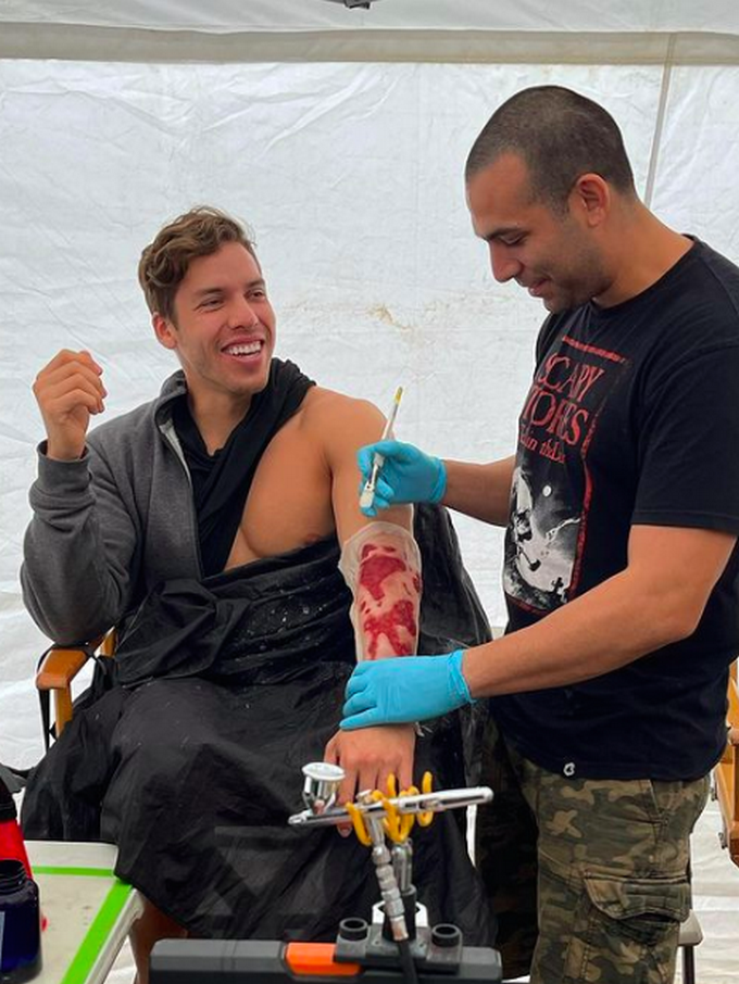 Joseph Baena Shows Off His Chest Gains in a Behind the Scenes Photo