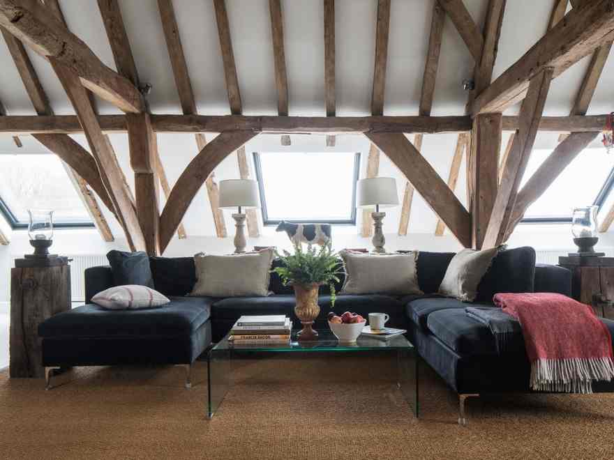 This barn conversion with impartial furnishings and excessive ceilings is one-of-a-kind